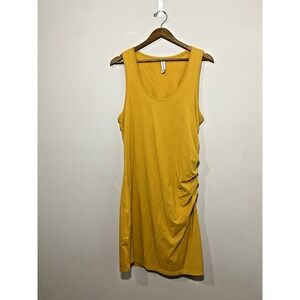 ATHLETA Della Dress Fitted Tank Tee 1X Plus Abyssinian Yellow Ruched Waist Lined
